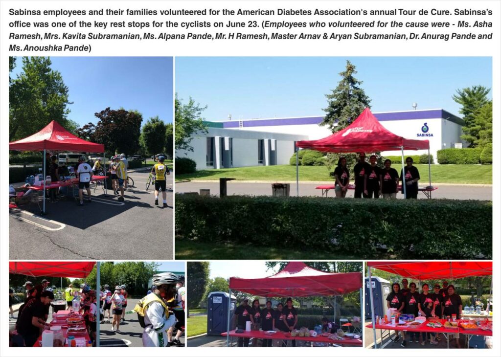 Sabinsa employees volunteered for American Diabetes Association’s annual Tour de Cure