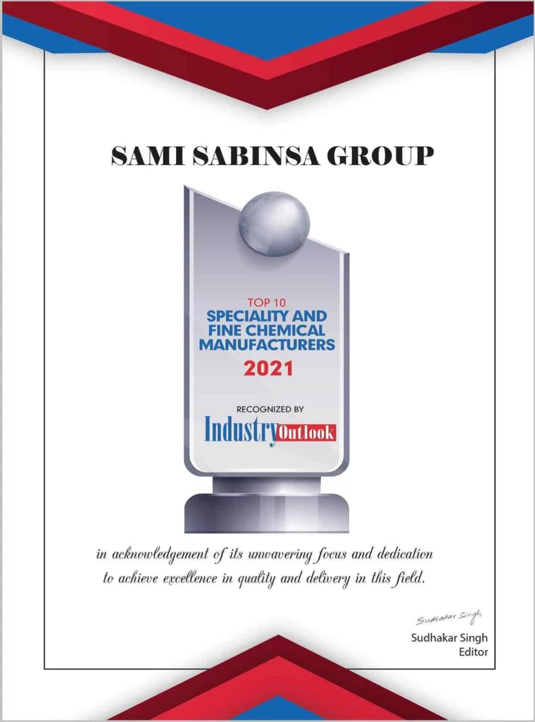 Sami-Sabinsa Group Among the Top 10 Speciality and Fine Chemical Manufacturers, Recognized by the Industry Outlook